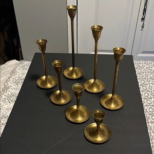 Elegant Brass Candle Holder Set (7)